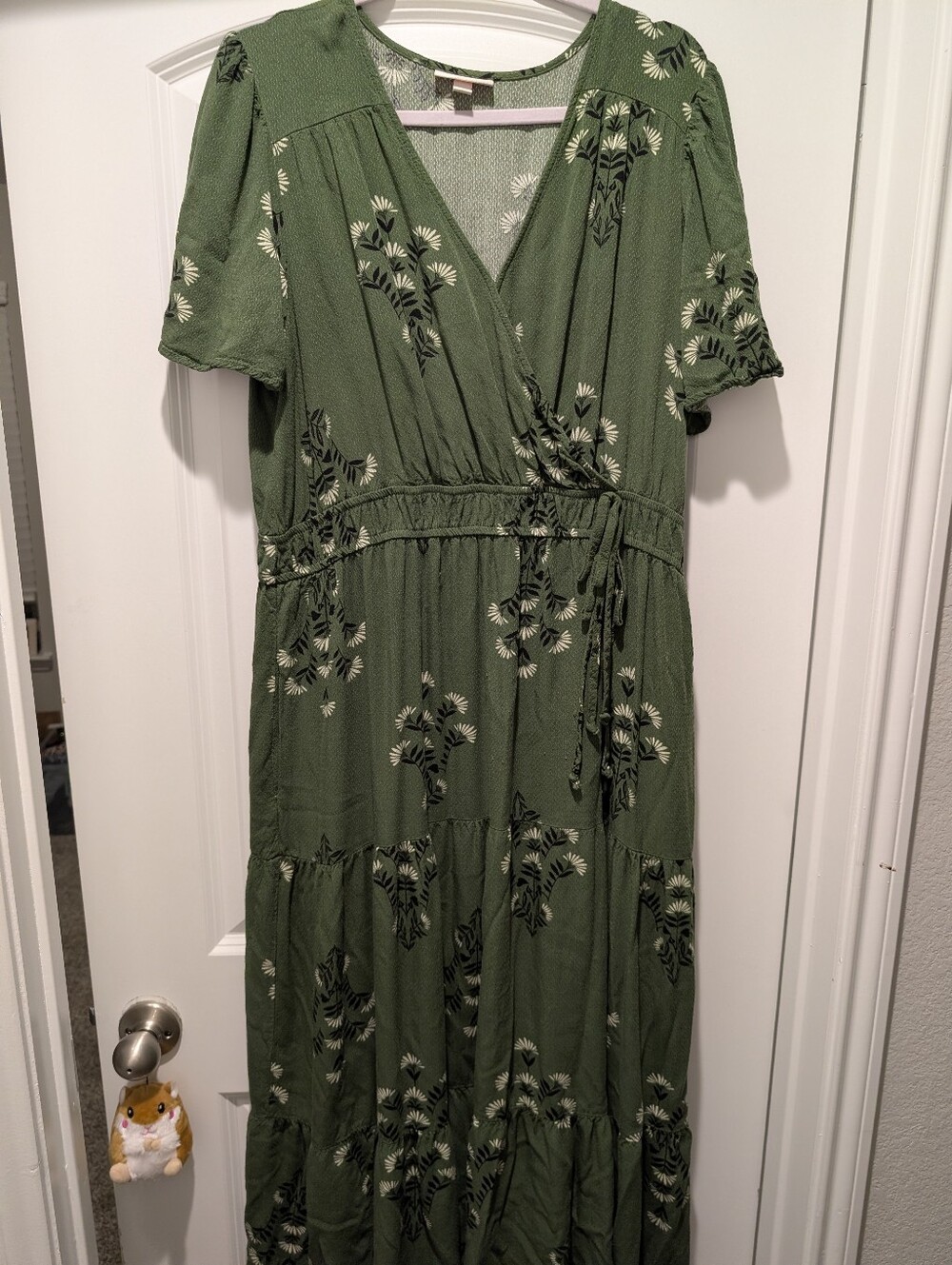 Knox Rose Green Tiered Maxi Dress with Short Sleeves Size Xxl